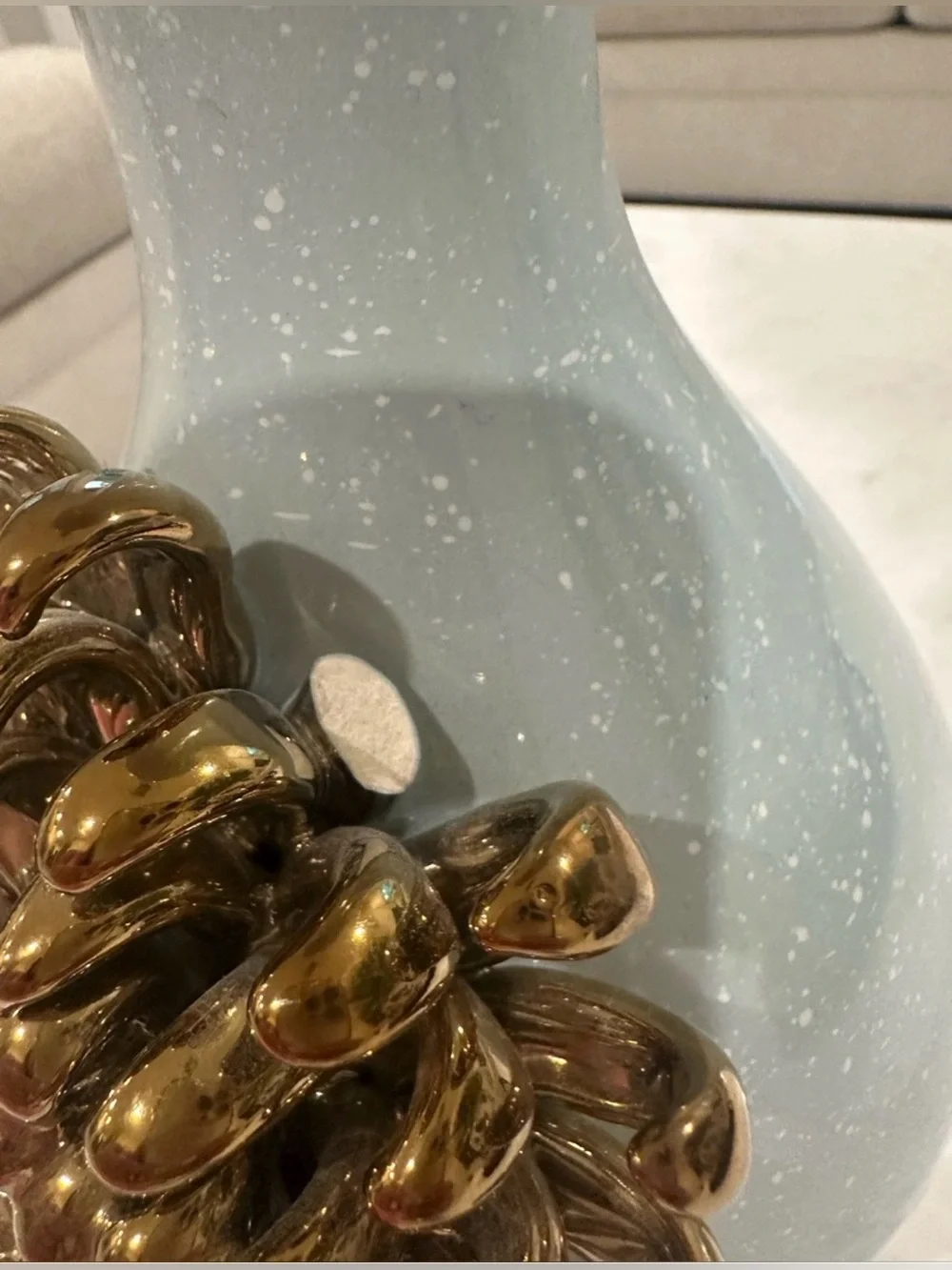 Anthropologie 3D Gold Chrysanthemum Flower Ceramic Bloom Vase DEFECTIVE